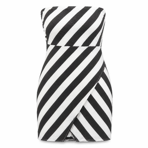 PARISIAN SIGNATURE Womens Black Striped Polyester Bodycon Size 12 Square Neck Zip