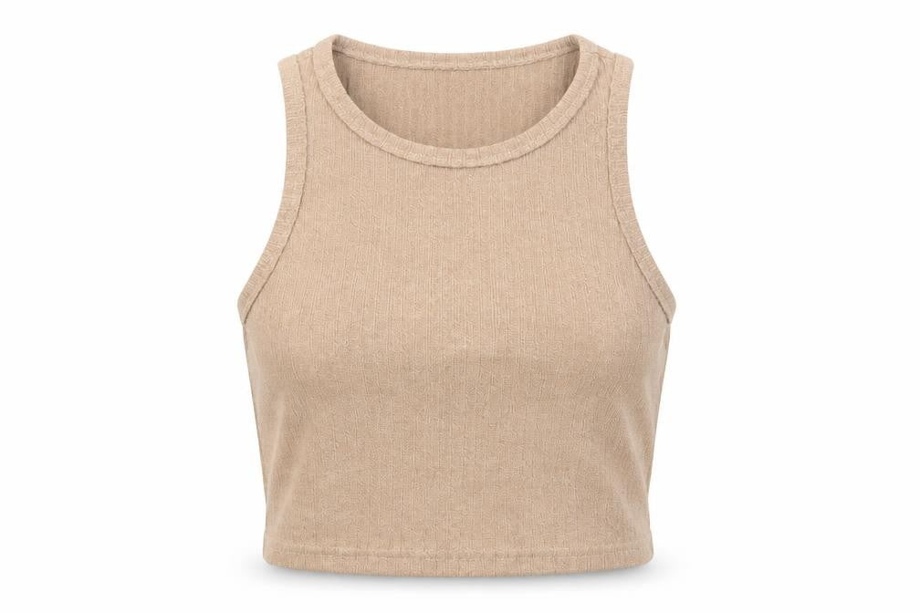 SHEIN Womens Brown Polyester Basic Tank Size XS Round Neck