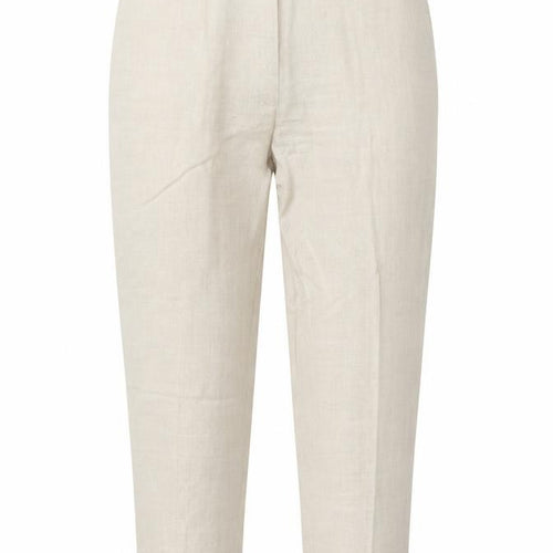 Bardehle Womens Beige Linen Trousers Size 14 L29 in Regular Button