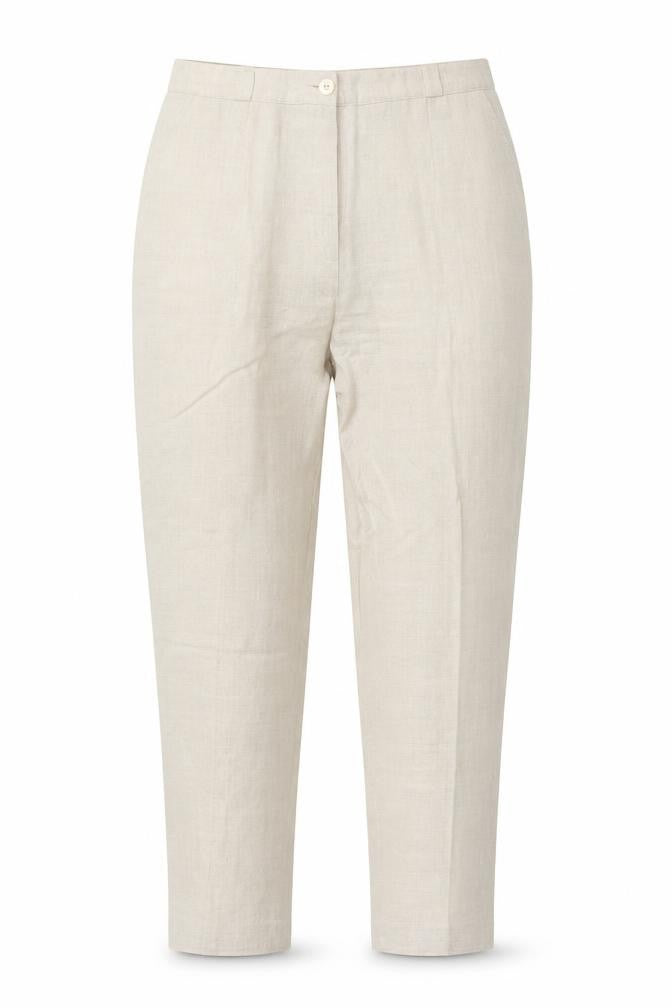 Bardehle Womens Beige Linen Trousers Size 14 L29 in Regular Button