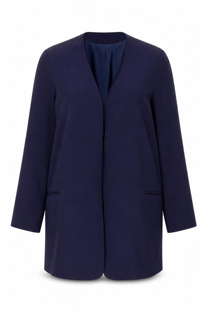 Annalena Womens Blue Jacket Coatigan Size 10 Hook & Eye