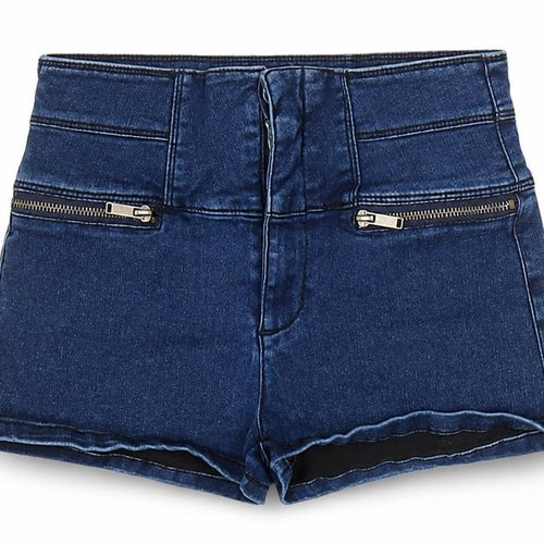 FOREVER 21 Womens Blue Cotton Hot Pants Shorts Size 26 in Regular Zip