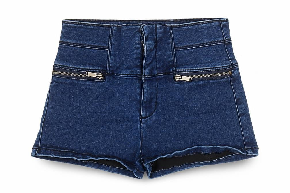 FOREVER 21 Womens Blue Cotton Hot Pants Shorts Size 26 in Regular Zip