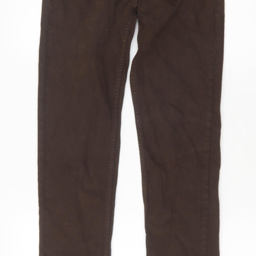 Zara Womens Brown Cotton Skinny Jeans Size 6 Slim Zip
