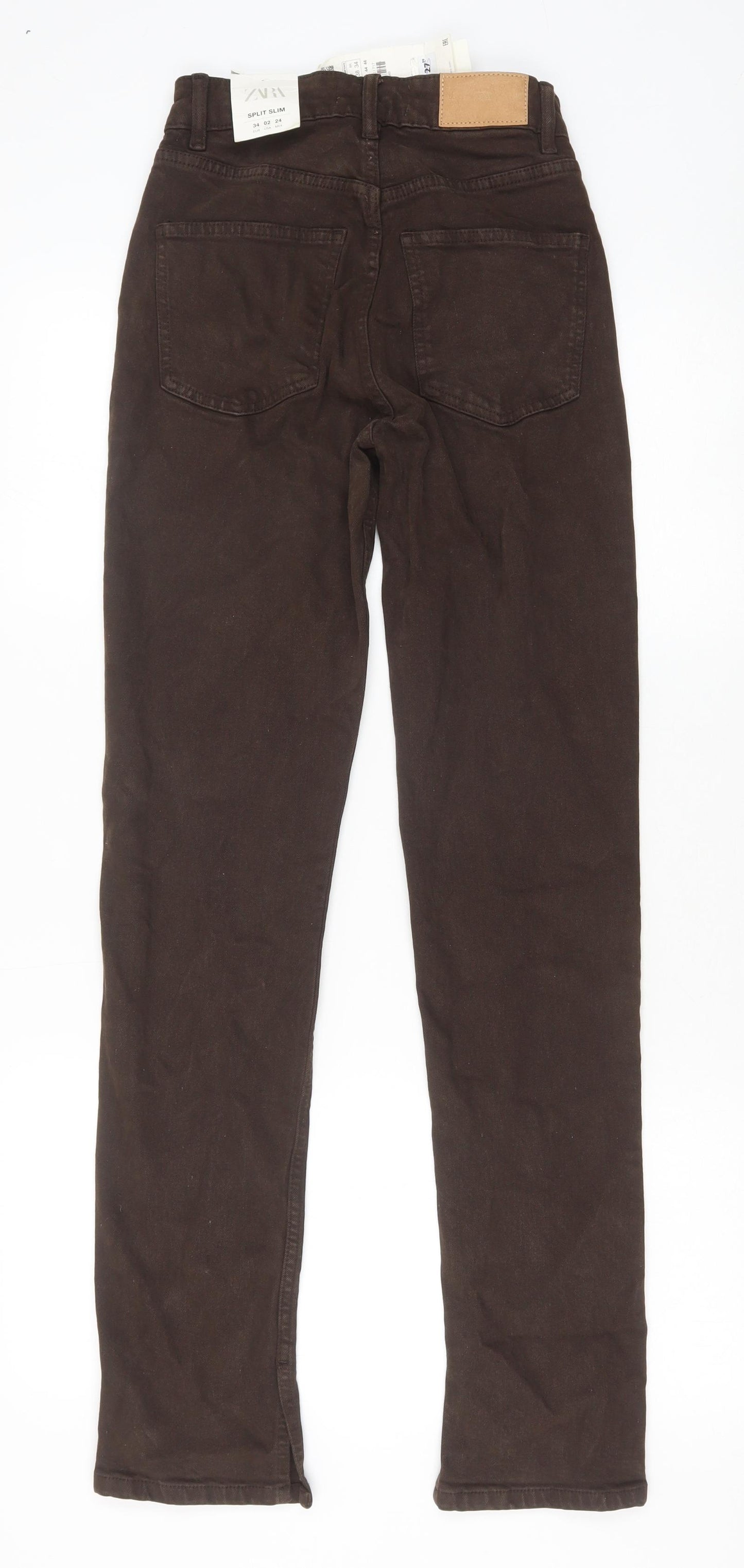 Zara Womens Brown Cotton Skinny Jeans Size 6 Slim Zip