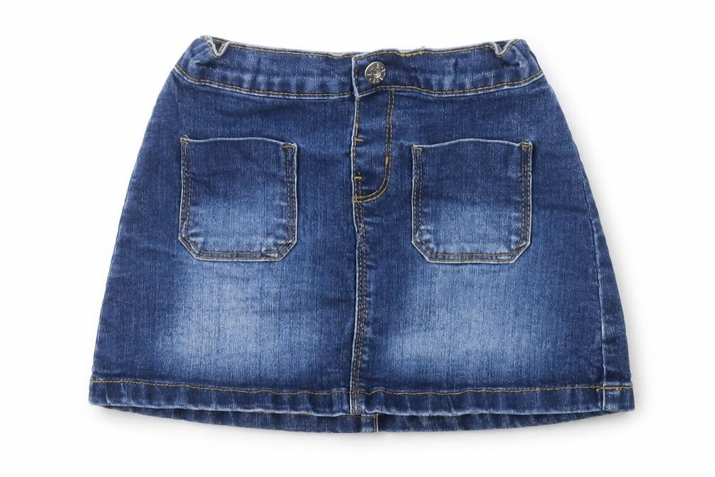 Denim 365 Girls Blue Cotton Mini Skirt Size 3-4 Years Regular Button