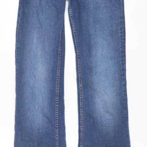 Zara Womens Blue Cotton Flared Jeans Size 10 Regular Zip