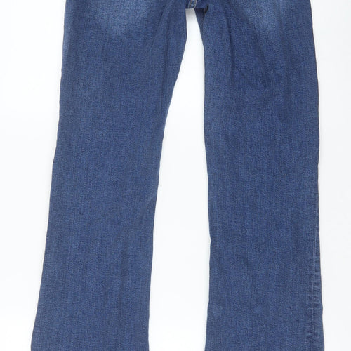 Zara Womens Blue Cotton Flared Jeans Size 10 Regular Zip