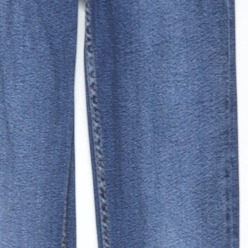 Zara Womens Blue Cotton Flared Jeans Size 10 Regular Zip