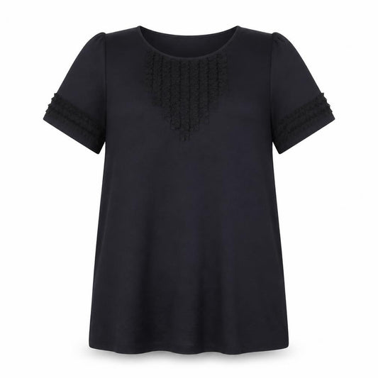 Front view of Autograph women’s black polyester a-line one size round neck pullover
