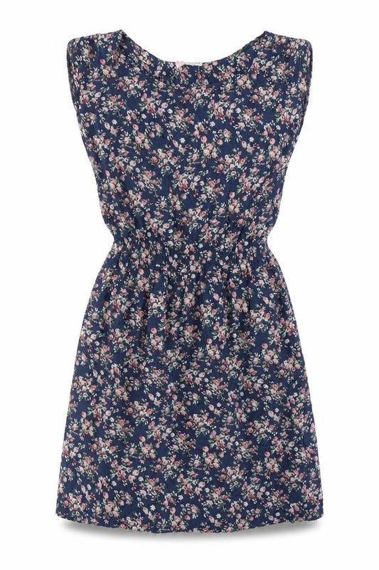 Front view of Shikha women’s blue geometric cotton a-line one size round neck pullover