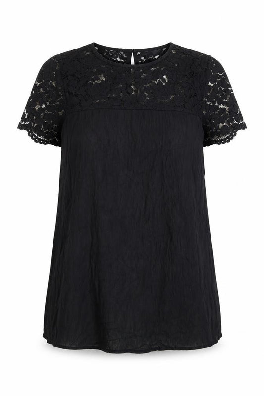 Front view of H&M women’s black viscose a-line, size UK 10, round neck button