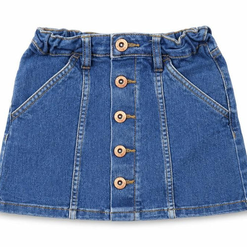 Denim & Co. Girls Blue Cotton Mini Skirt Size 5-6 Years Regular Button