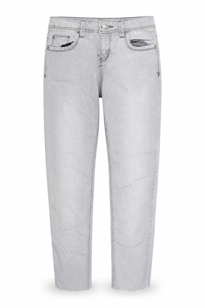 Denim & Co. Womens Grey Cotton Straight Jeans Size 6 Regular Zip - Distressed Hems
