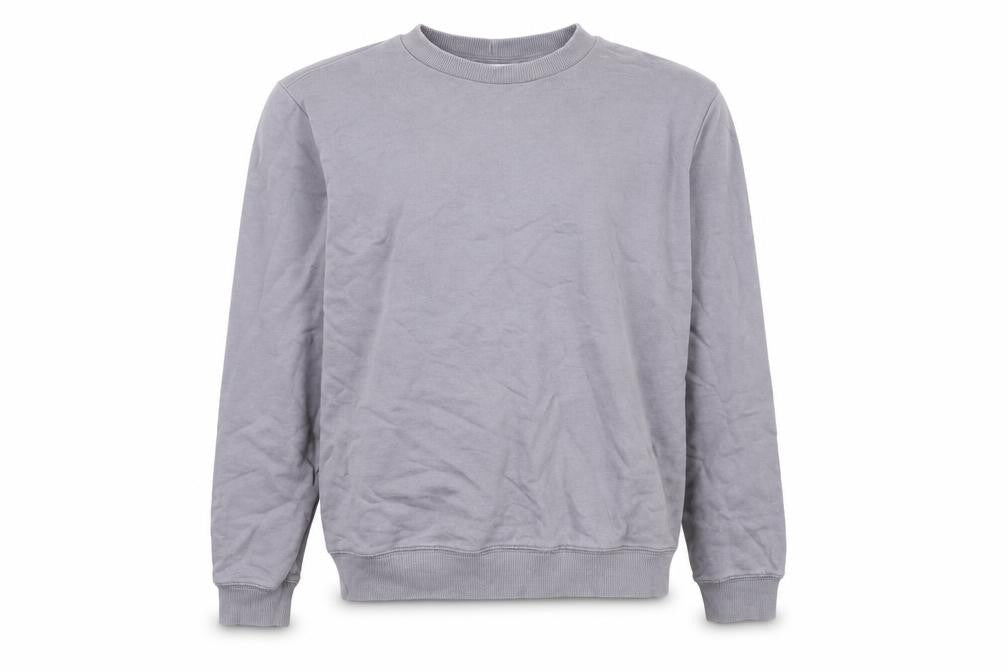 Front view of ASOS women’s grey cotton pullover sweatshirt, size UK 8, pullover