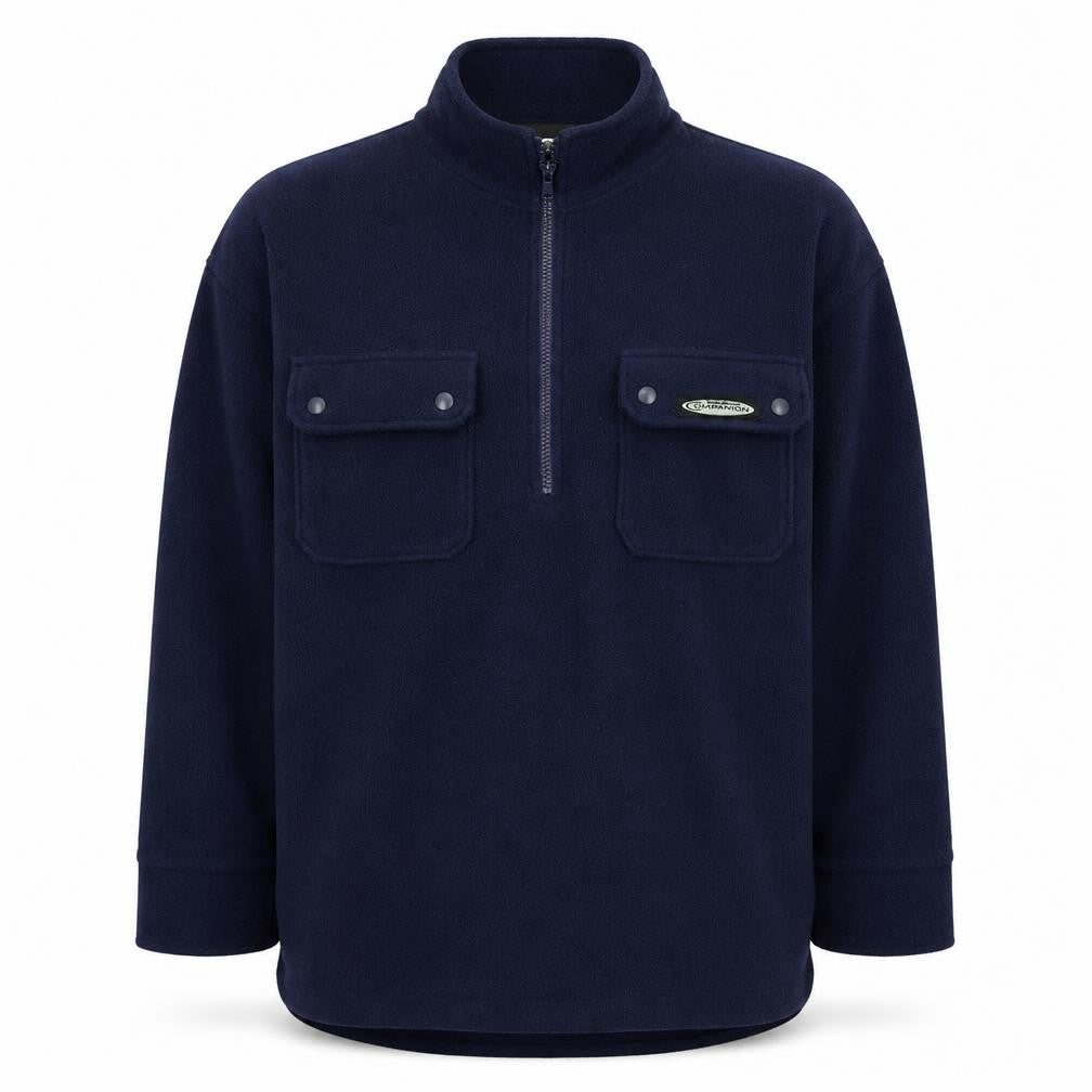 Front view of Companion men’s blue polyester pullover sweatshirt, size M