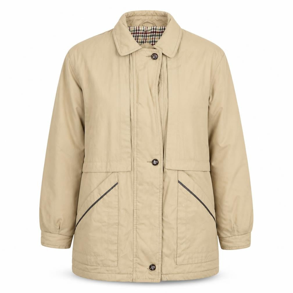 Berkertex Womens Beige Overcoat Coat Size 12 Zip - Size 10-12