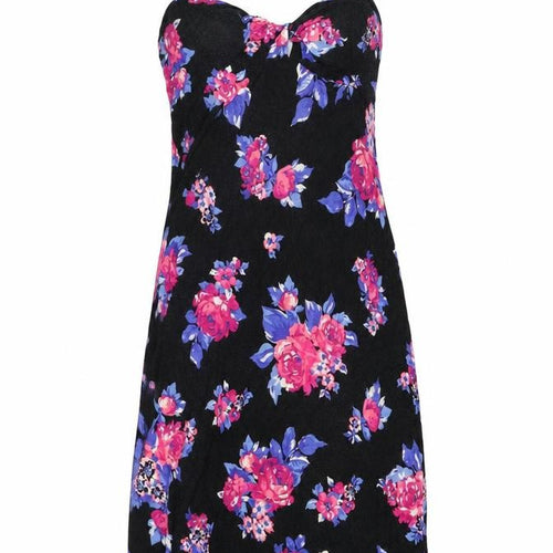 The Collection Womens Black Floral Viscose A-Line Size 10 Sweetheart Pullover