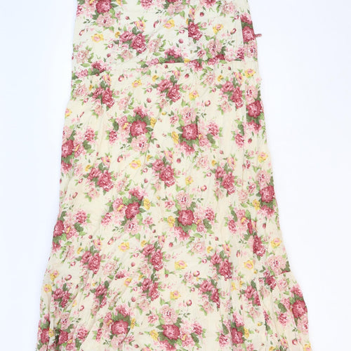 Spirit Womens Multicoloured Floral Polyester Slip Dress Size 12 Scoop Neck Drawstring - Ruffle