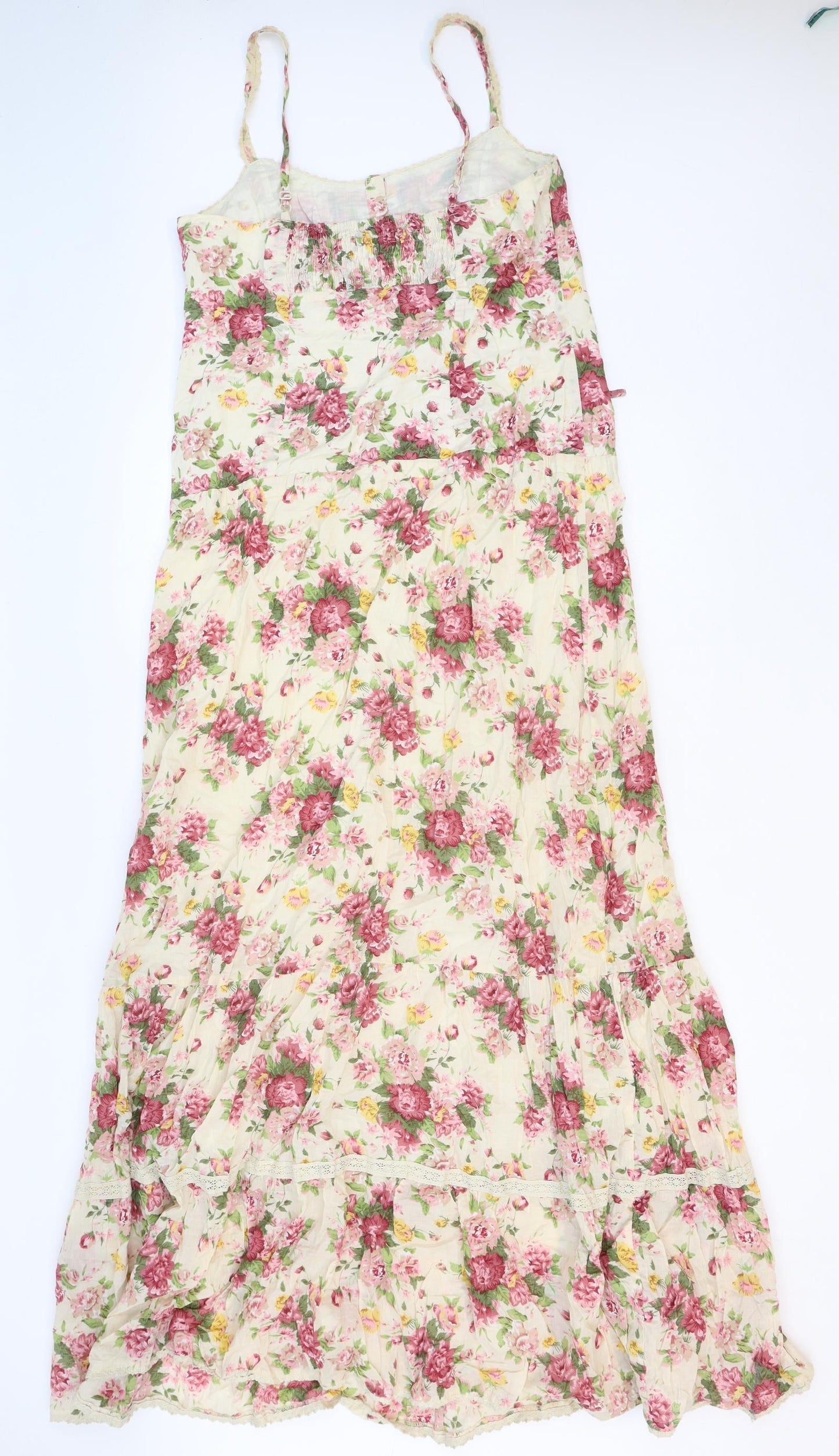 Spirit Womens Multicoloured Floral Polyester Slip Dress Size 12 Scoop Neck Drawstring - Ruffle