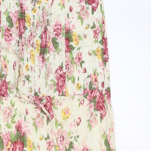 Spirit Womens Multicoloured Floral Polyester Slip Dress Size 12 Scoop Neck Drawstring - Ruffle