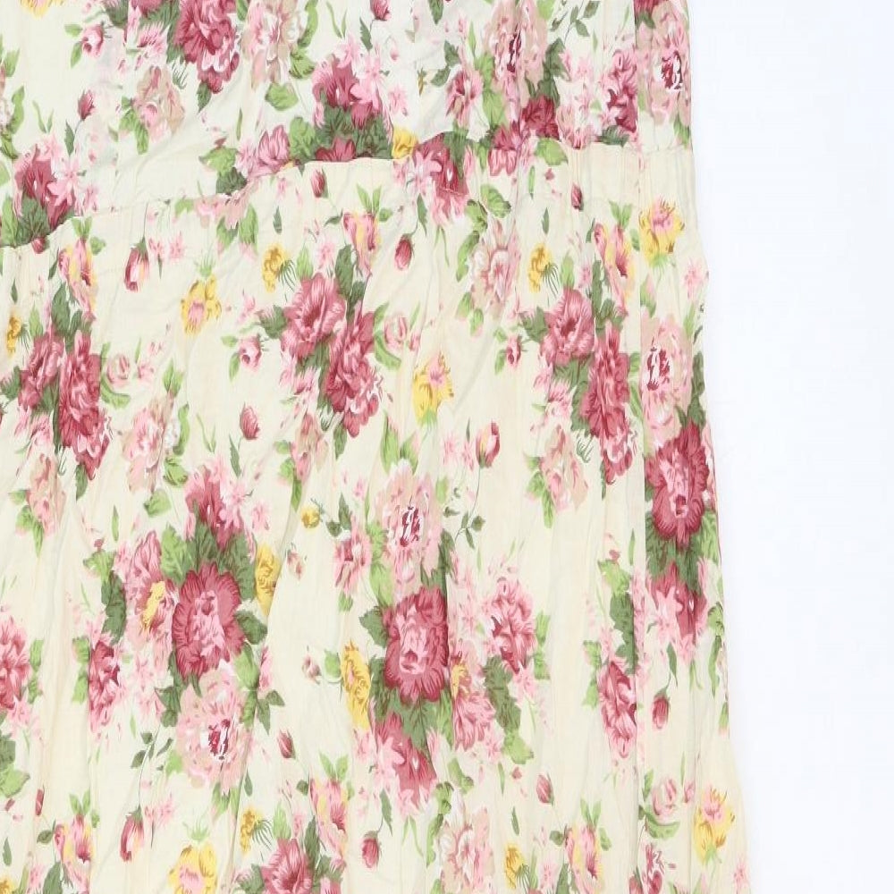 Spirit Womens Multicoloured Floral Polyester Slip Dress Size 12 Scoop Neck Drawstring - Ruffle