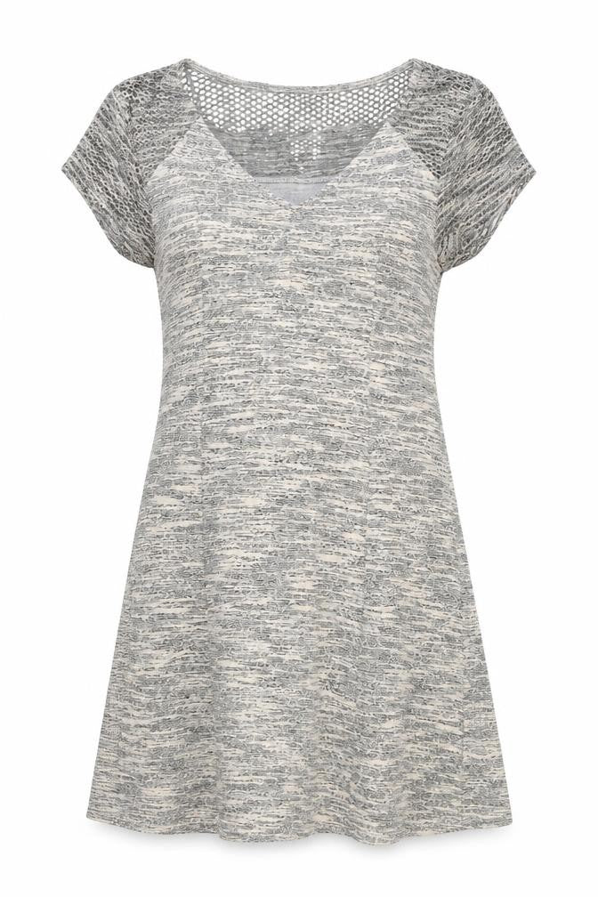 Front view of Cream women’s ivory viscose a-line, size L, v-neck pullover