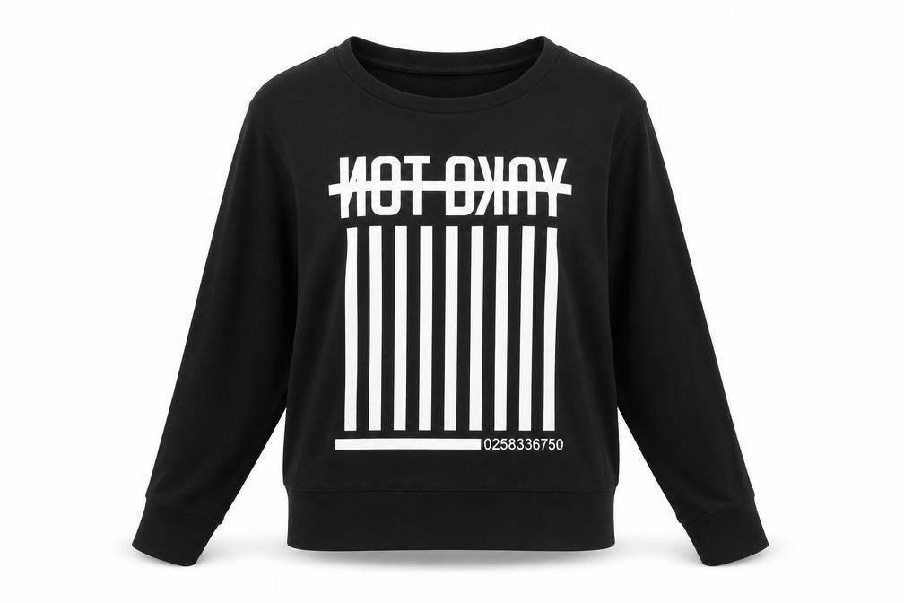 Front view of H&M women’s black cotton pullover sweatshirt, size S, pullover - not okay