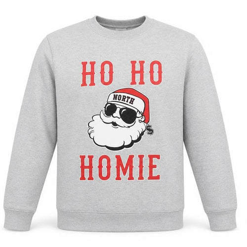 London Knitwear Mens Grey Cotton Pullover Sweatshirt Size S - Ho Ho Homie, Santa