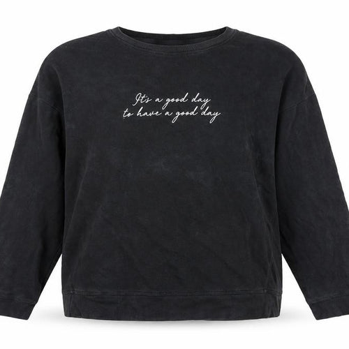 New Look Womens Black Cotton Pullover Sweatshirt Size L Pullover - It's a good day to have a good day