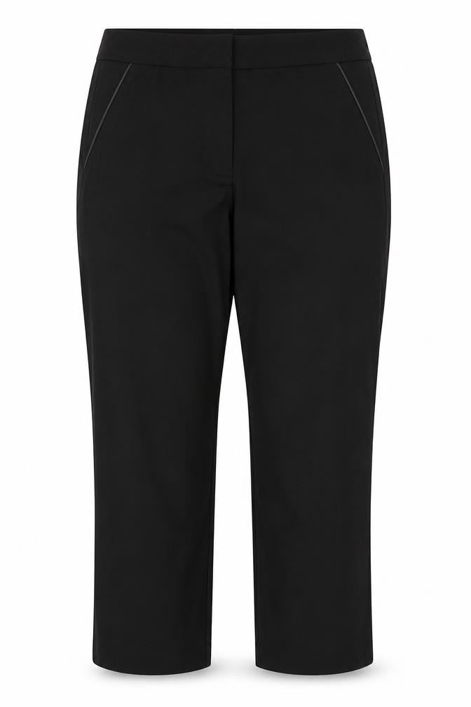 Front view of Papaya women’s black polyester trousers, size UK 14, regular zip