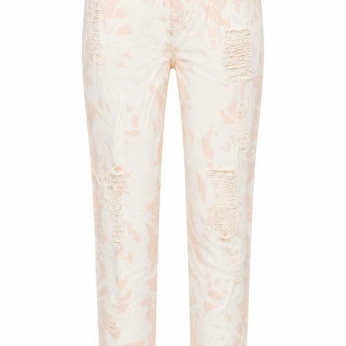 H&M Womens Pink Geometric Cotton Skinny Jeans Size 6 Regular Zip - Tie Dye Pattern
