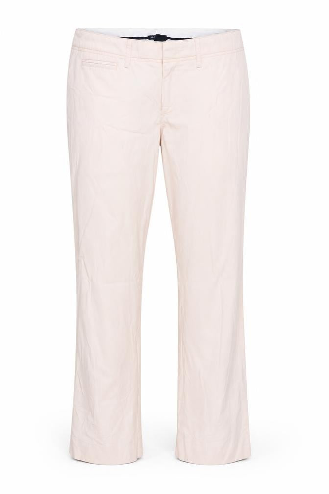 Front view of Gap women’s pink cotton trousers, size UK 6, regular zip
