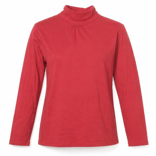 atlasforwomen Womens Red 100% Cotton Basic T-Shirt Size 12 Mock Neck