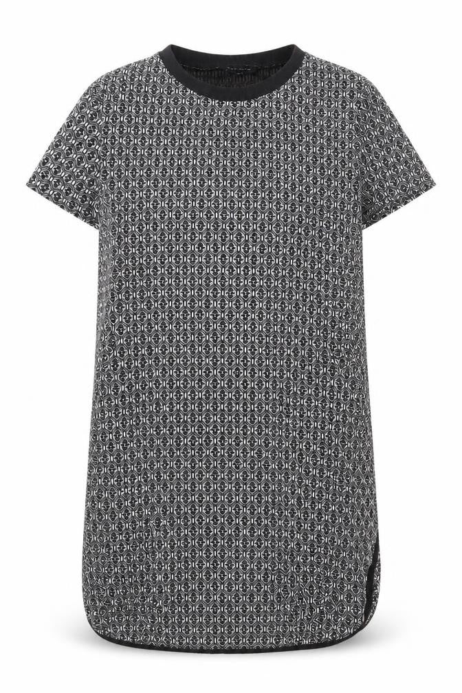 Front view of New Look women’s black geometric polyester a-line, size UK 12, round neck pullover