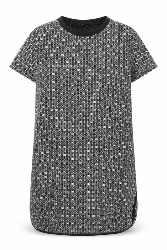 Front view of New Look women’s black geometric polyester a-line, size UK 12, round neck pullover