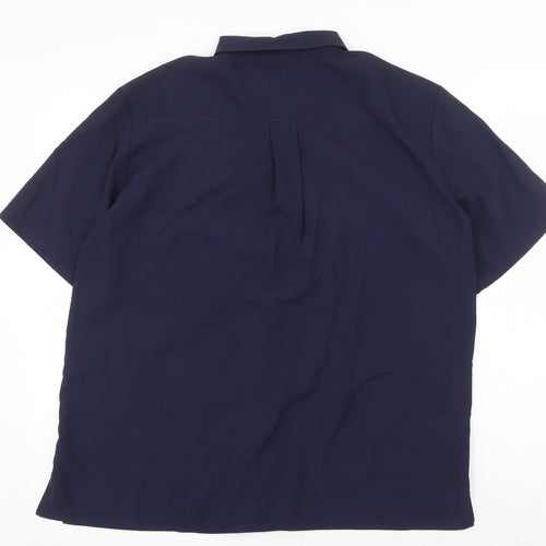 St Michael Womens Blue Polyester Basic Button-Up Size 14 Collared