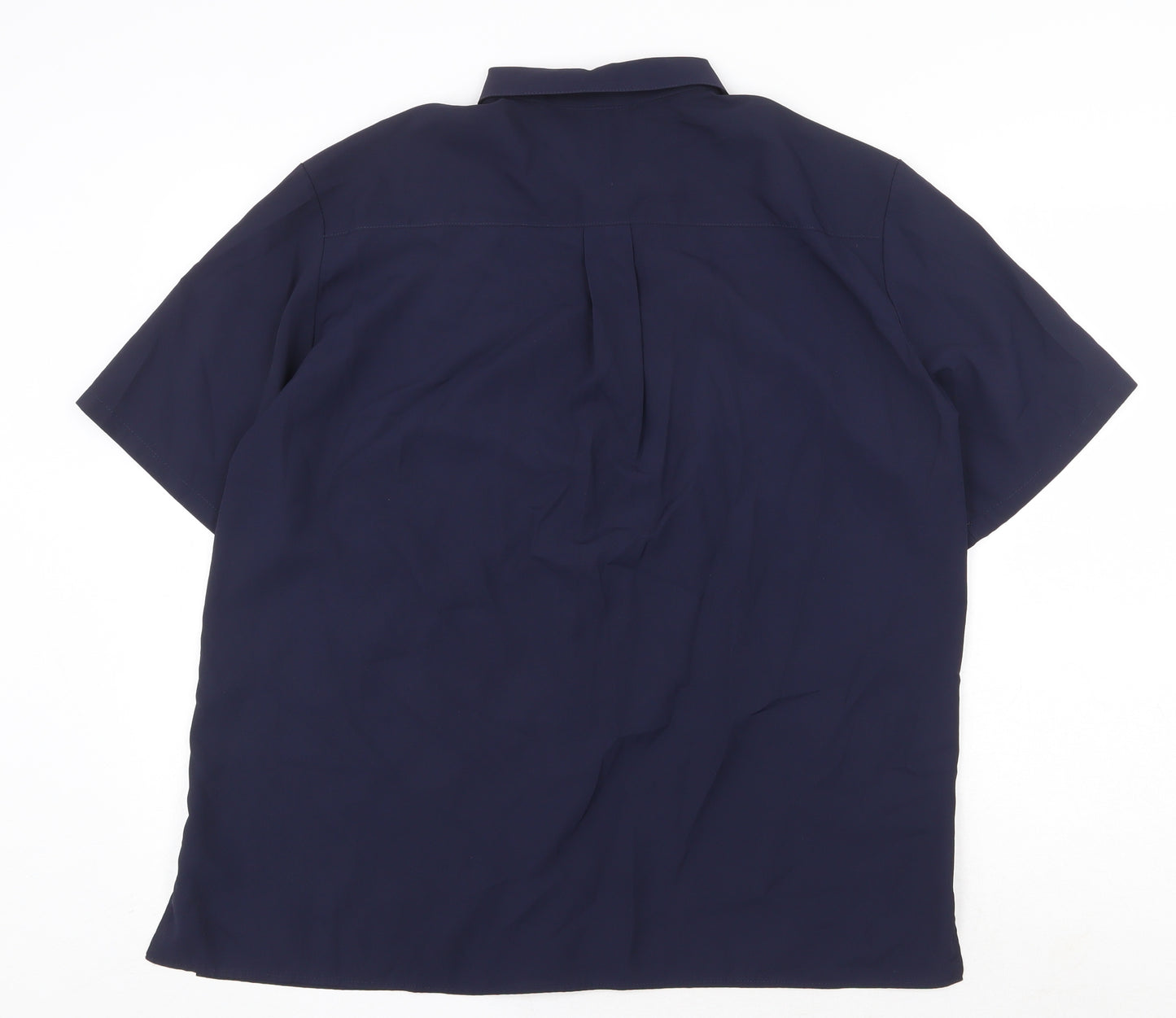 St Michael Womens Blue Polyester Basic Button-Up Size 14 Collared