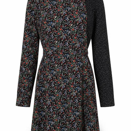 Topshop Womens Multicoloured Floral Polyester A-Line Size 8 High Neck Zip - Polka Dot