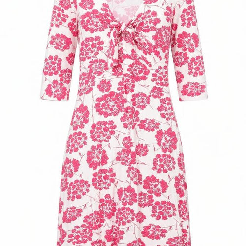 LK Bennet Womens Pink Floral Viscose A-Line Size 6 Scoop Neck Pullover