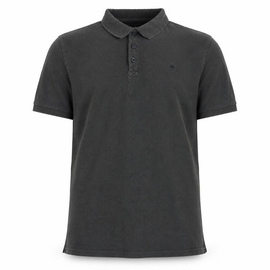 Front view of Nutmeg men’s grey cotton polo, size L, collared button