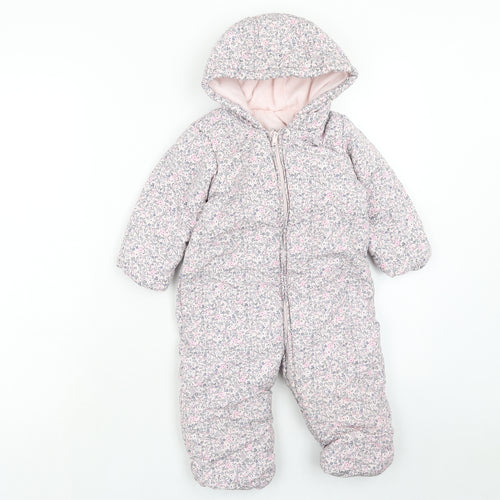 Mothercare Girls Pink Floral Polyamide Quilted Poncho Size 12-18 Months Zip