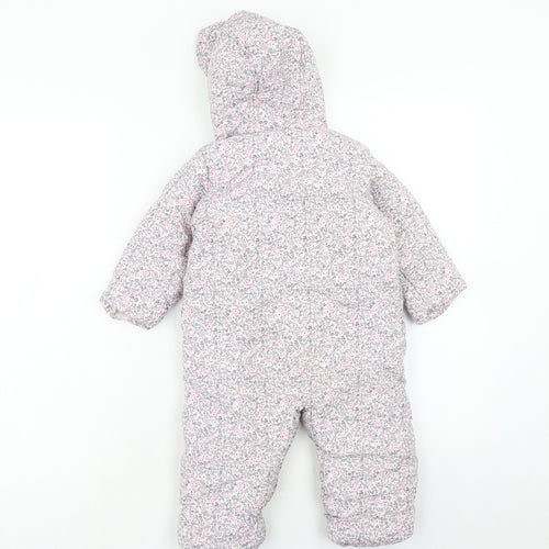 Mothercare Girls Pink Floral Polyamide Quilted Poncho Size 12-18 Months Zip