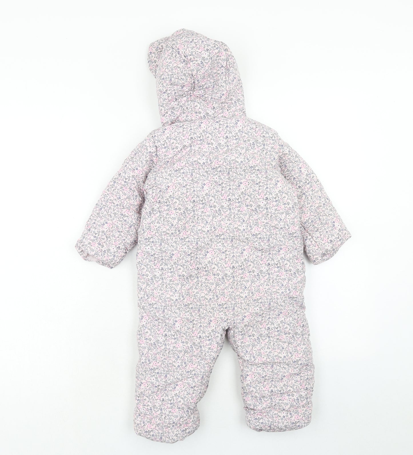 Mothercare Girls Pink Floral Polyamide Quilted Poncho Size 12-18 Months Zip