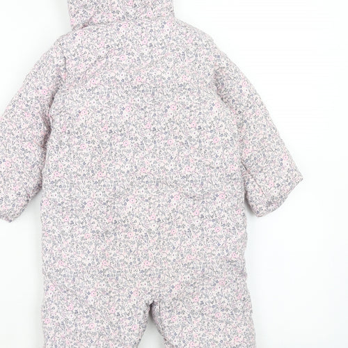 Mothercare Girls Pink Floral Polyamide Quilted Poncho Size 12-18 Months Zip