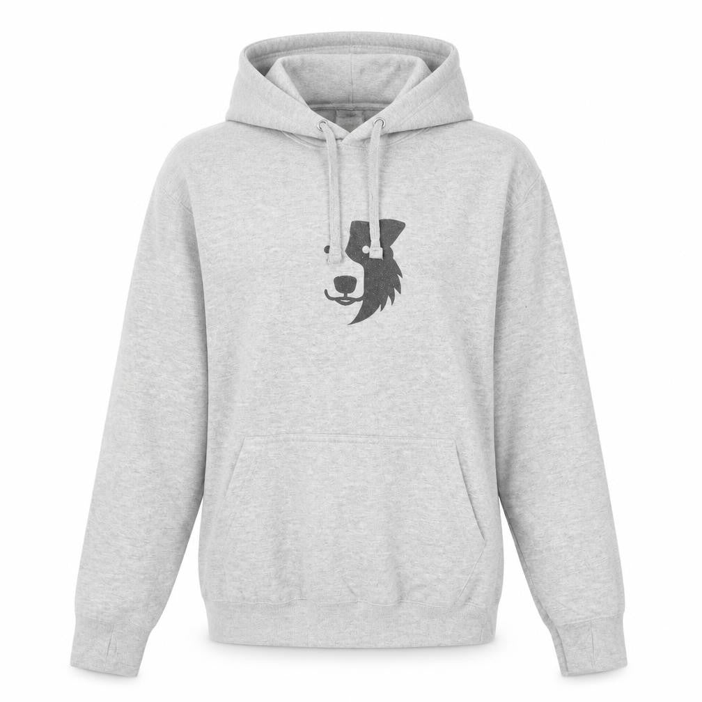 Just Hoods Womens Grey Cotton Pullover Hoodie Size S Pullover - Zak The Collie Dog