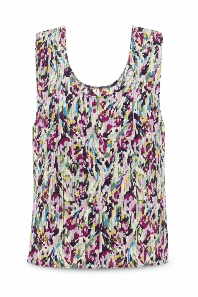 Nicola Womens Multicoloured Geometric Polyester Basic Tank Size L Scoop Neck