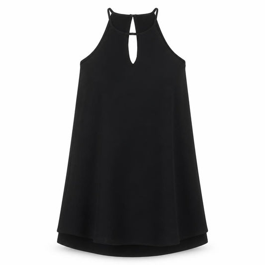 Front view of Only women’s black polyester trapeze & swing, size UK 10, round neck button