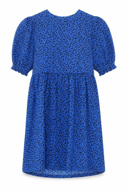 Front view of New Look women’s blue geometric polyester a-line, size UK 12, round neck pullover