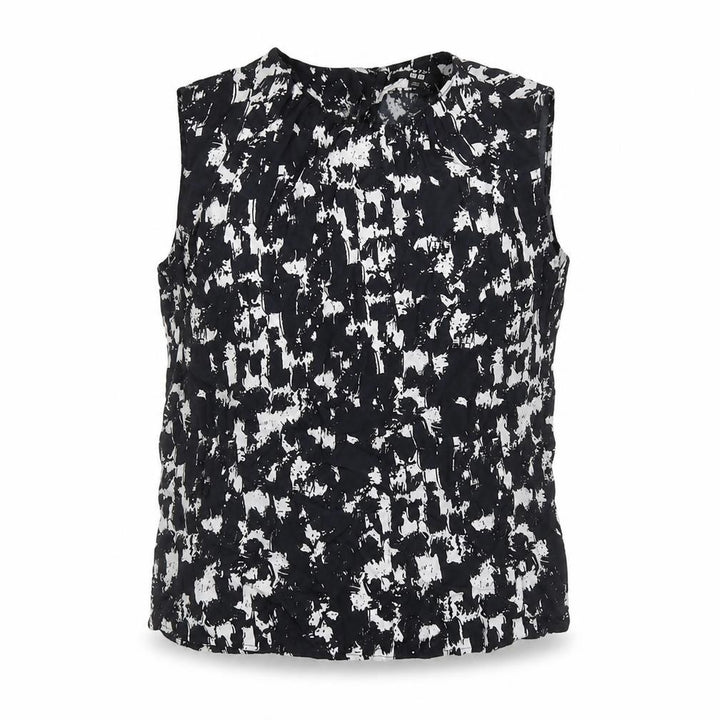 Uniqlo Womens Black Geometric Viscose Basic Tank Size XS Round Neck
